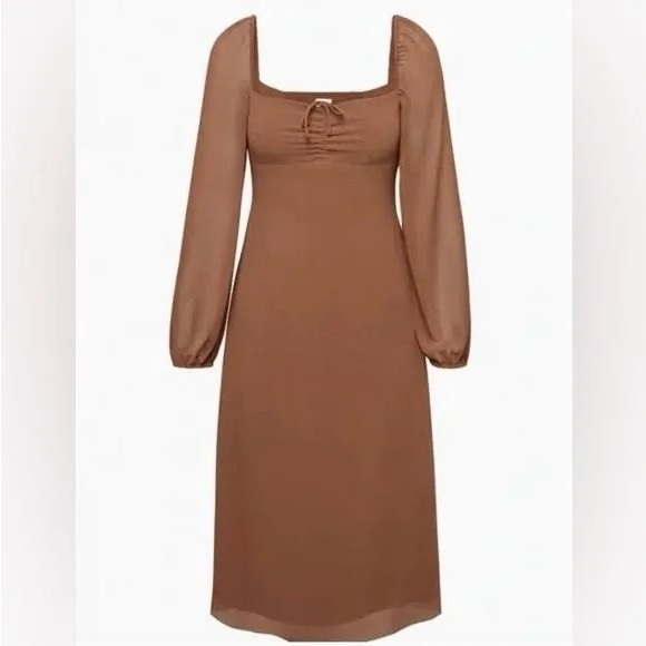 Aritzia Jaqueline Brown Long Sleeve Midi Dress - Picture 1 of 4